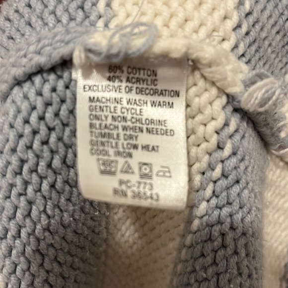 Ladies Izod Tunic neck sweater Large light blue and white stripe - Picture 6 of 9